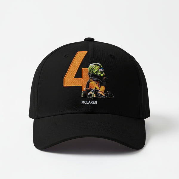 Casquette Lando Norris F1 – vue de face avec logo McLaren et numéro 4