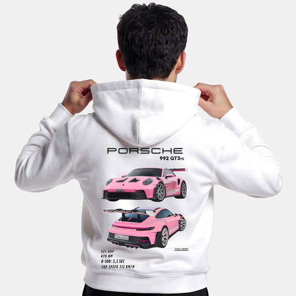 Sweat porsche GT3 RS 911 992 Blanc de dos