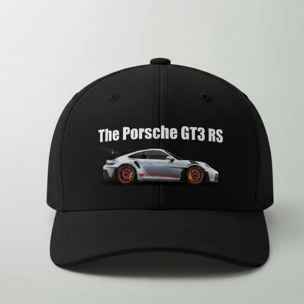Casquette noire avec broderie Porsche 992 GT3 RS vue de face