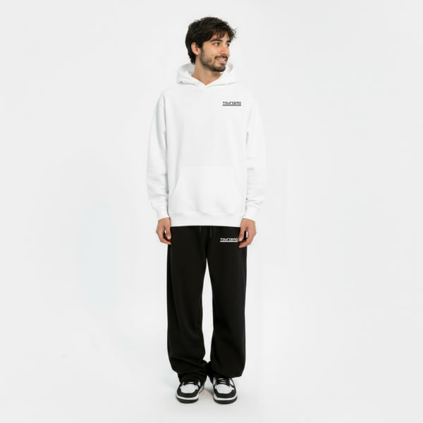 Hoodie BMW M2 Smoke and Speed blanc – vue complète du modèle, style street performance