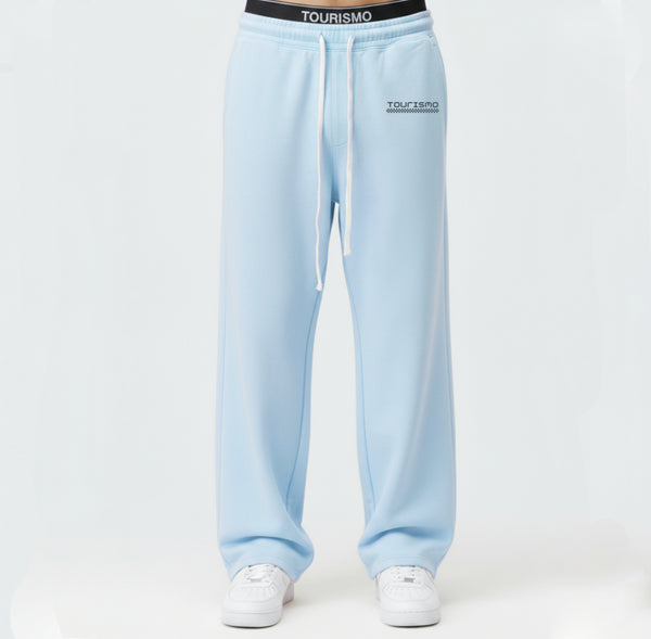 Pantalon de jogging Tourismo Paddock bleu ciel en coton 400gsm, vue de face complète.