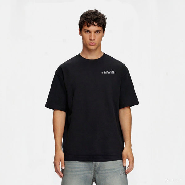 t-shirt noirF1 alpine bleu et rouge de face