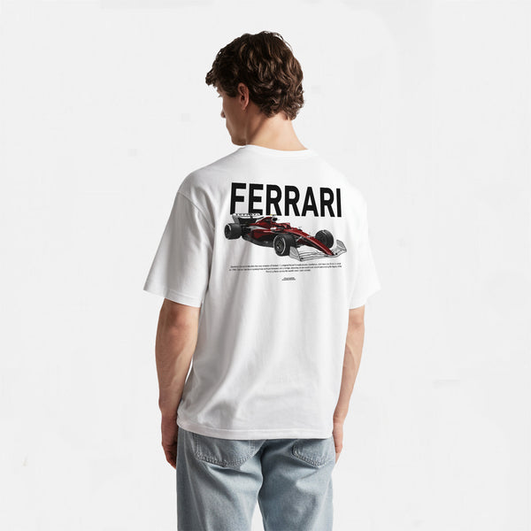 t-shirt blancF1 ferrari rouge de dos