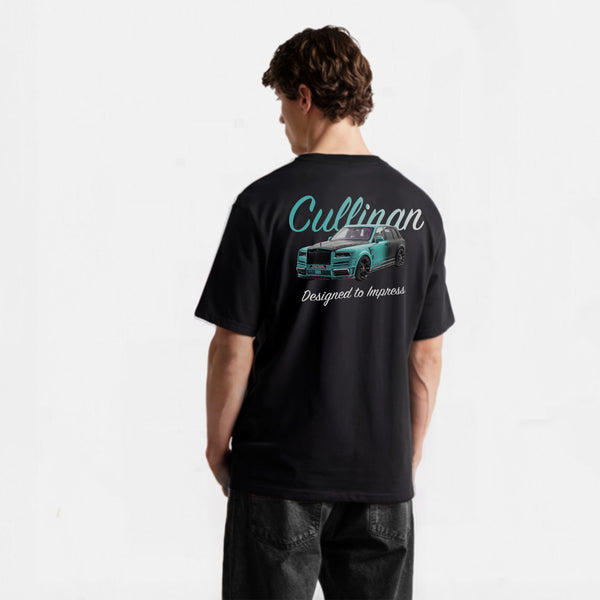t-shirt noirrolls royce cullinan bleu et noir de dos