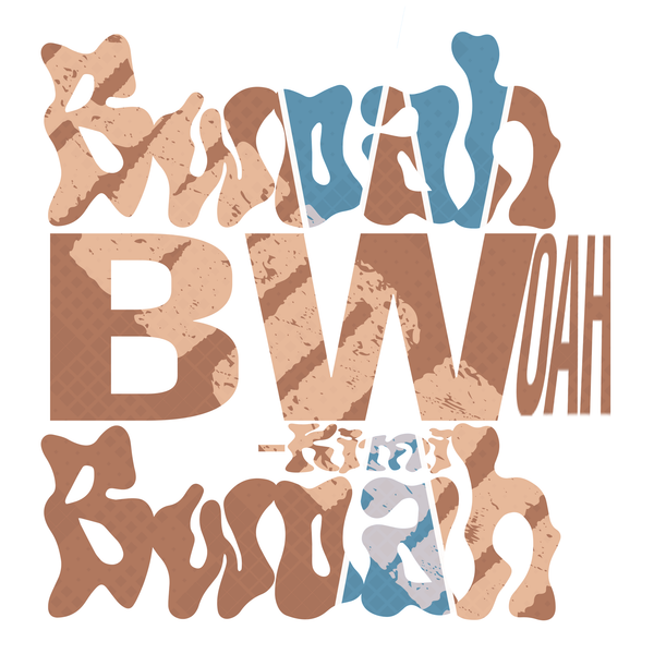 Affiche citation "Bwoah bwoah I’m not sure" avec effet graphique distordu et palette nordique