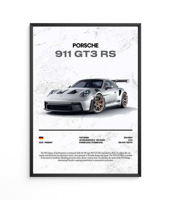 Poster avec cadre porsche GT3 rs