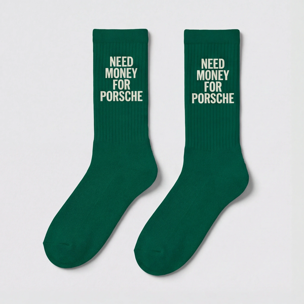 Meias Need Money For Porsche, verde-garrafa