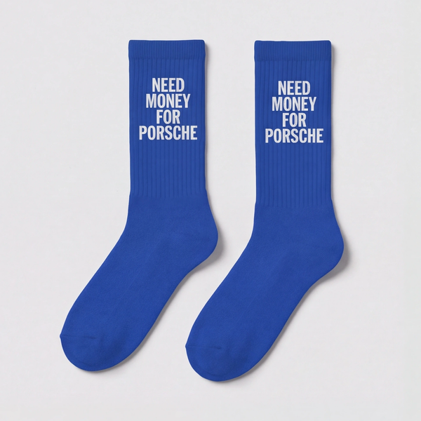 Meias Need Money For Porsche, azul-cobalto