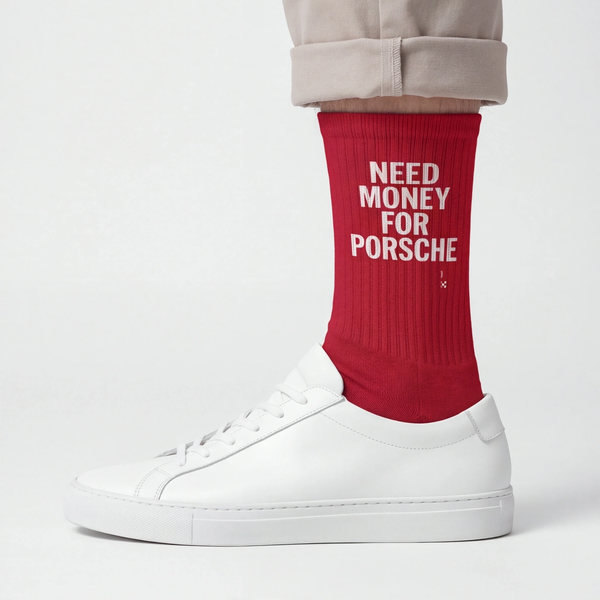 Meias Need Money For Porsche, vermelho racing