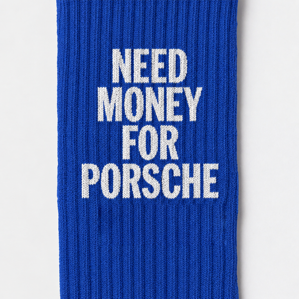 Meias Need Money For Porsche, azul-cobalto