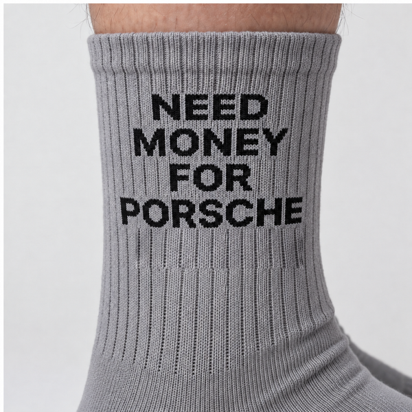Meias Need Money For Porsche, cinza