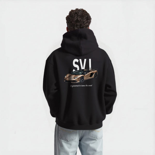 Sweat Lamborghini Aventador SVJ or noir de dos 