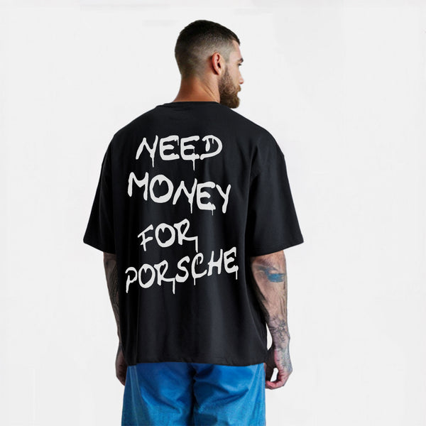 T-shirt Need Money For Porsche - Coton Unisex Vintage - Motif Voiture Humoristique - Manches Courtes - Cadeau Passionné Auto - 12