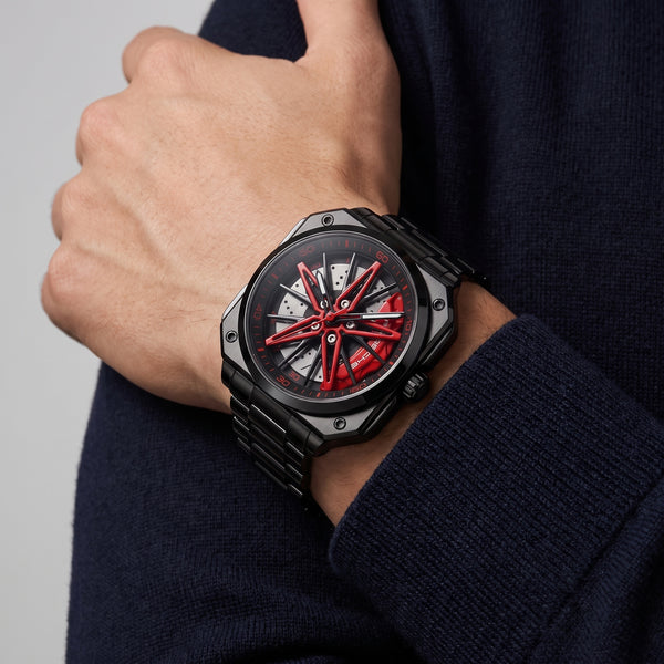 Porsche 911 watch worn on the wrist