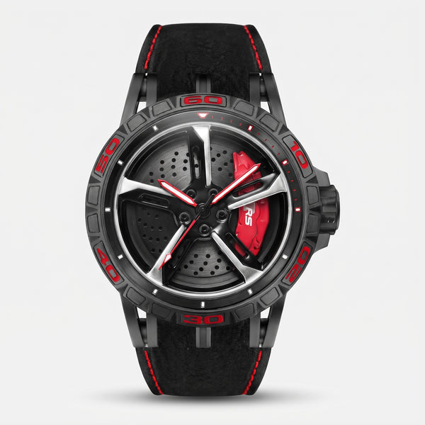 Montre Audi RS 3, noir et rouge, vue de face