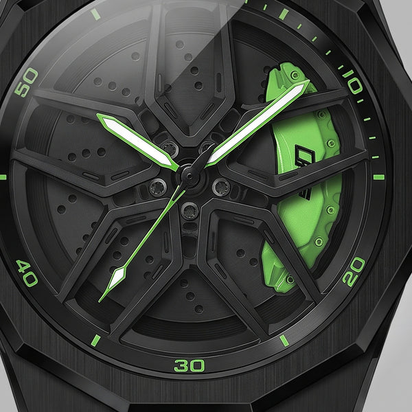 Cadran jante de la Montre Audi R8, aiguilles luminescentes