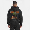 Sweat noir F1 Lando Norris Signature, gros plan sur le design dos avec casque vert fluo et monoplace McLaren