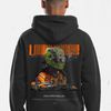 Sweat noir F1 Oscar Piastri Signature, gros plan sur le design dos avec casque multicolore et monoplace McLaren
