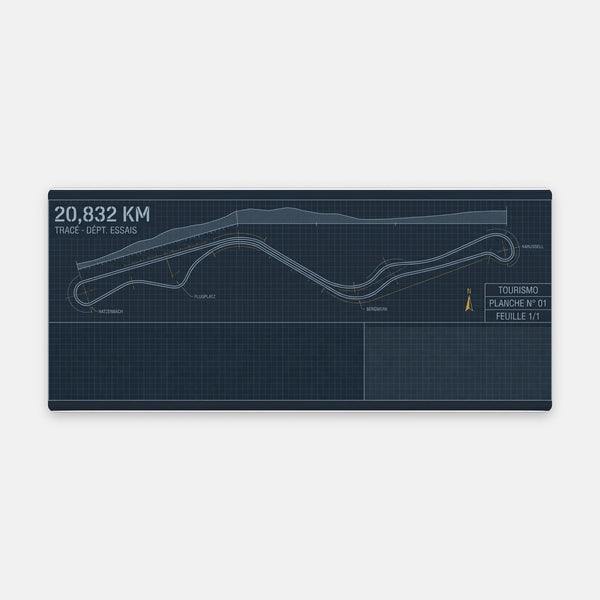 Tapis de souris Eifel planche d’essais. Vue du tapis posé à plat.