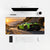 Mousepad Lamborghini Aventador SVJ Verde Mantis, sobre uma mesa clara com computador, teclado e mouse