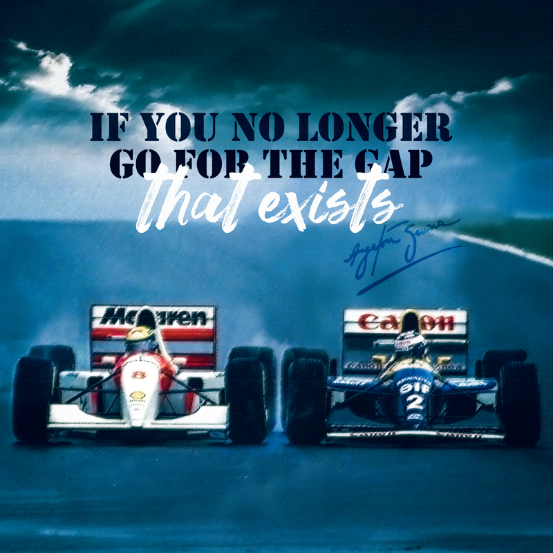 Toile F1 Ayrton Senna L’Ouverture ou Rien, vue 2