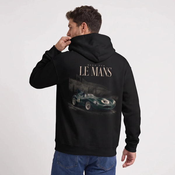 Sweat Jaguar D-Type Le Mans N°6 noir porté de dos