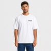 T-shirt Jaguar D Type Le Mans N6 Born For Le Mans blanc vu de face en plan rapproché avec logo Tourismo