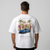 T-shirt blanc oversize Aero Estate avec print dos 911 GT3 RS bleue devant villa méditerranéenne, Tourismo Clothing