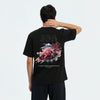 T-shirt F1 Suzuka Circuit du Japon noir vu de dos – visuel graphique du circuit et temple japonais