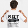 T-shirt Dodge Challenger blanc avec coupe droite, vu de face