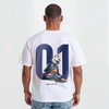 T-shirt blanc Max Verstappen avec design F1 Red Bull et numéro 01 imprimés dans le dos
