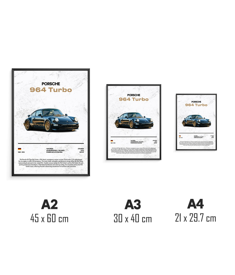 Poster Porsche 964 Turbo, vue 3