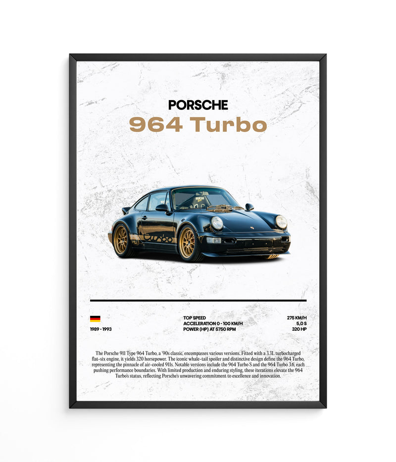 Poster Porsche 964 Turbo, vue 2