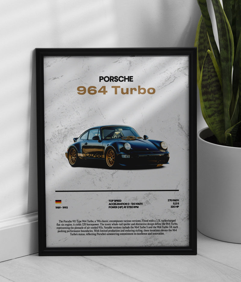 Poster Porsche 964 Turbo, vue 1